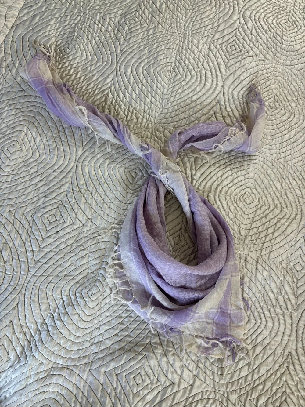 Rayon Lilac Lavender Lightweight Fringed Scarf/ Wrap 48” Square Made in India